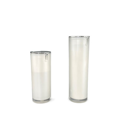 Forma redonda metalizada de prata acrílica mal ventilada da garrafa 50ml da bomba de Pearl White 30ml