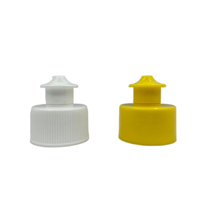 De amostra personalizada da cor dos PP 24/410 push pull amarelo dos tampões de garrafa 28/410 aprovou