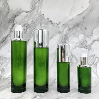 Acrílico vazio luxuoso dos recipientes 50ml 120ml da garrafa cosmética redonda da bomba