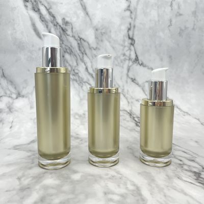 do ouro plástico vazio cosmético da loção da garrafa da bomba de 100ml 120ml carimbo quente acrílico