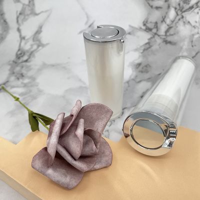 Forma redonda metalizada de prata acrílica mal ventilada da garrafa 50ml da bomba de Pearl White 30ml