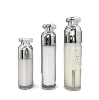 Recipientes pequenos do ABS dobro cosmético luxuoso da parede 15ml da garrafa da bomba com grampo