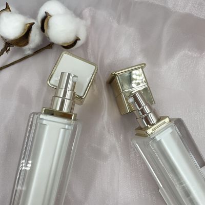 Prova cosmética do escape do quadrado 80ml 120ml da garrafa da bomba da loção de Pearl White com tampão