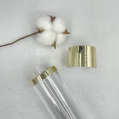 O plástico do tampão PETG do ouro engarrafa recipientes cosméticos luxuosos para o tonalizador 100ml 120ml