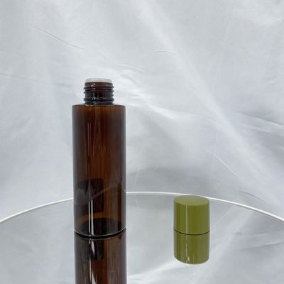 prova UV de empacotamento cosmética do PCR da garrafa ambarina do ANIMAL DE ESTIMAÇÃO 100ml com gaxeta branca