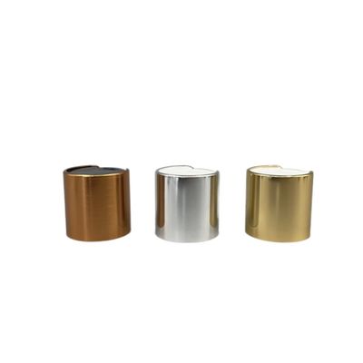 A parte superior de alumínio Flip Cap Top Dispensing Gold 24/410 do disco metalizou de superfície