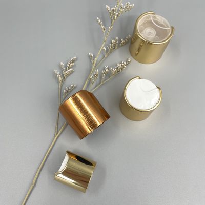 A parte superior de alumínio Flip Cap Top Dispensing Gold 24/410 do disco metalizou de superfície