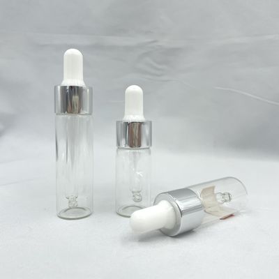 o cosmético de vidro de 10ml 15ml engarrafa a forma reta com o conta-gotas de alumínio do óleo