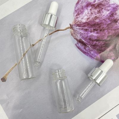 o cosmético de vidro de 10ml 15ml engarrafa a forma reta com o conta-gotas de alumínio do óleo