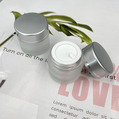 10g geou a tampa branca da cor clara de vidro cosmética do diâmetro 3.5cm do creme do frasco