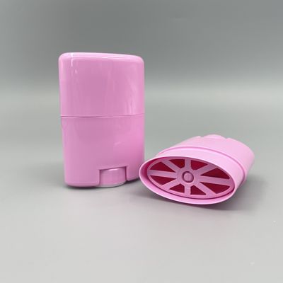 Rolo vazio dos recipientes cor-de-rosa plásticos do desodorizante 15g na torção oval da forma acima