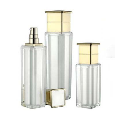Prova cosmética do escape do quadrado 80ml 120ml da garrafa da bomba da loção de Pearl White com tampão