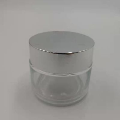 Frasco do creme do vidro do espaço livre 100g de MSDS com lama branca da máscara da tampa do tampão de prata brilhante