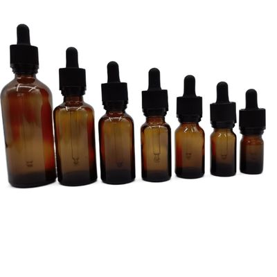 fechamento da catraca de 100ml Amber Glass Cosmetic Bottles Dropper para proteger crianças