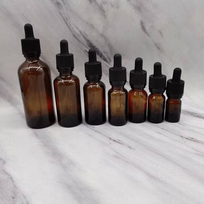 fechamento da catraca de 100ml Amber Glass Cosmetic Bottles Dropper para proteger crianças