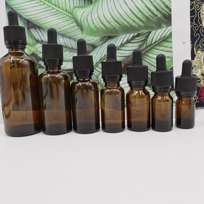 fechamento da catraca de 100ml Amber Glass Cosmetic Bottles Dropper para proteger crianças