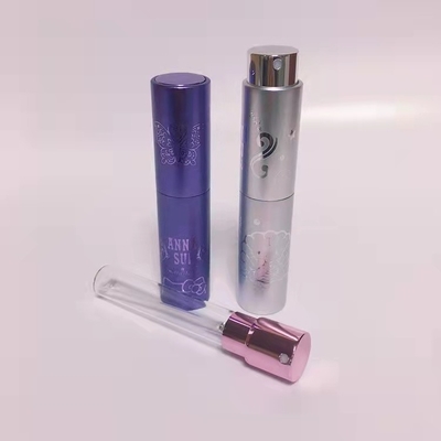 Garrafa de vidro substituível luxuosa gravada do projeto 10ml 8ml da garrafa do pulverizador de perfume do alumínio